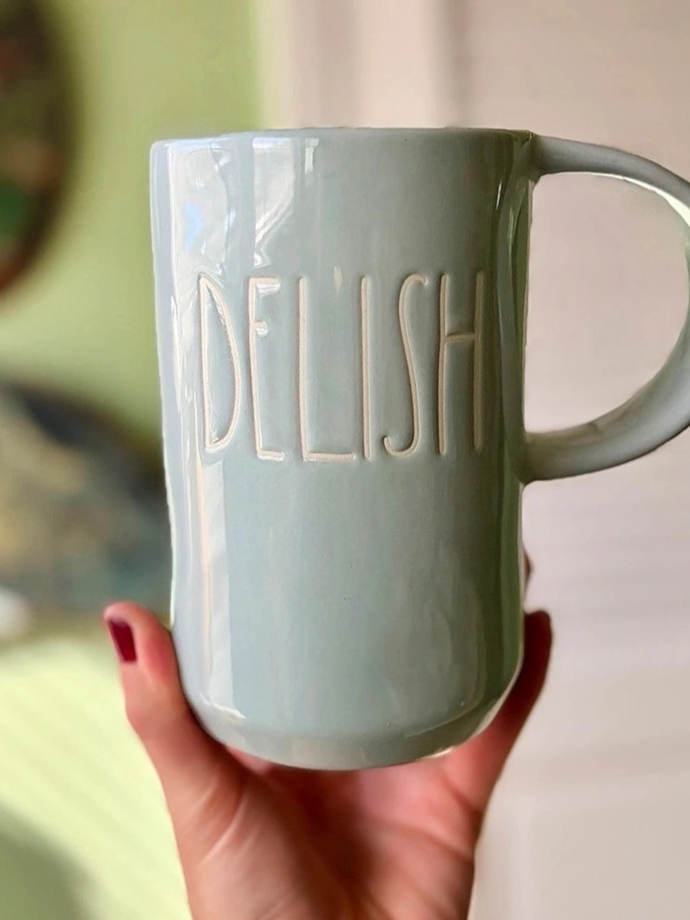 Rae Dunn DELISH Tall Mug Sea Foam Green Green / Blue